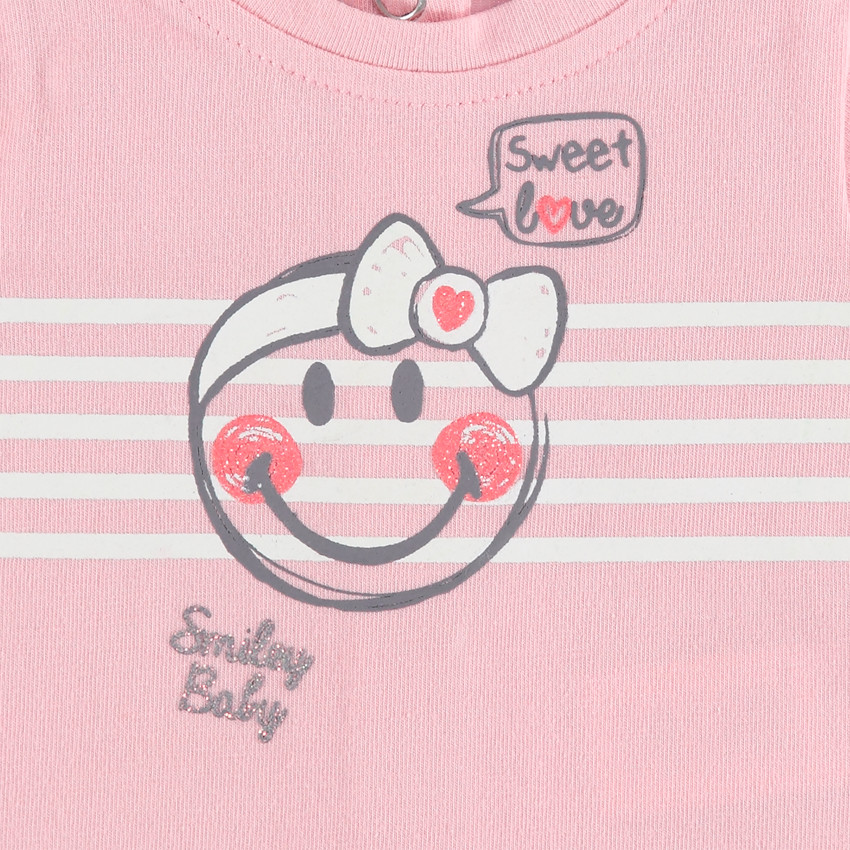 Conjunto con camiseta de manga larga y estampado Smiley con pantalón corto gris 