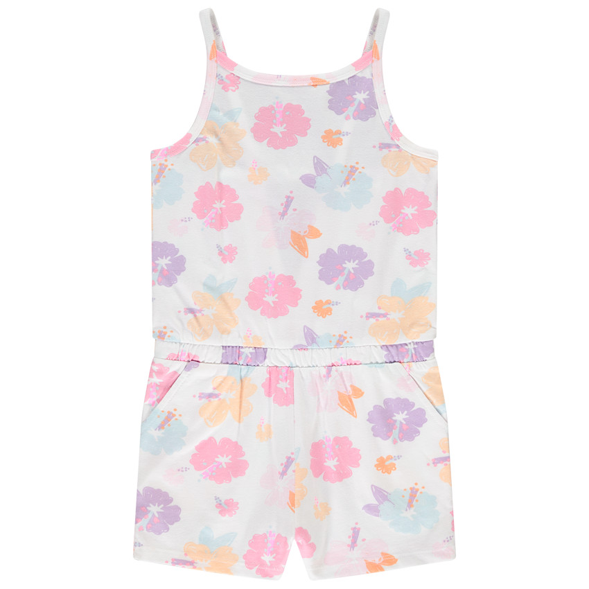 Mono corto de jersey slub con estampado floral niña 