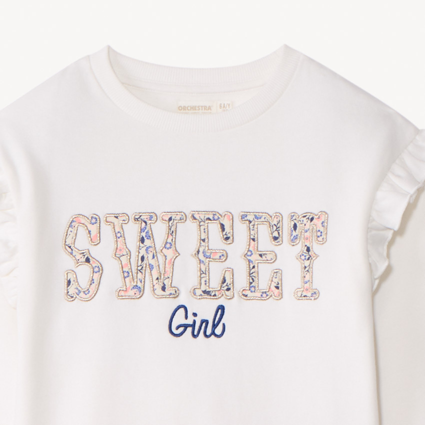 Conjunto de chándal con bordado floral para niña 