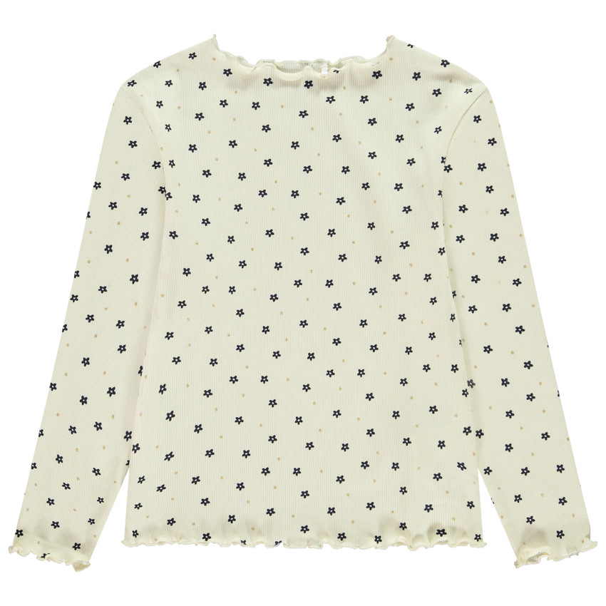 Camiseta de manga larga de punto con estampado de flores niña 