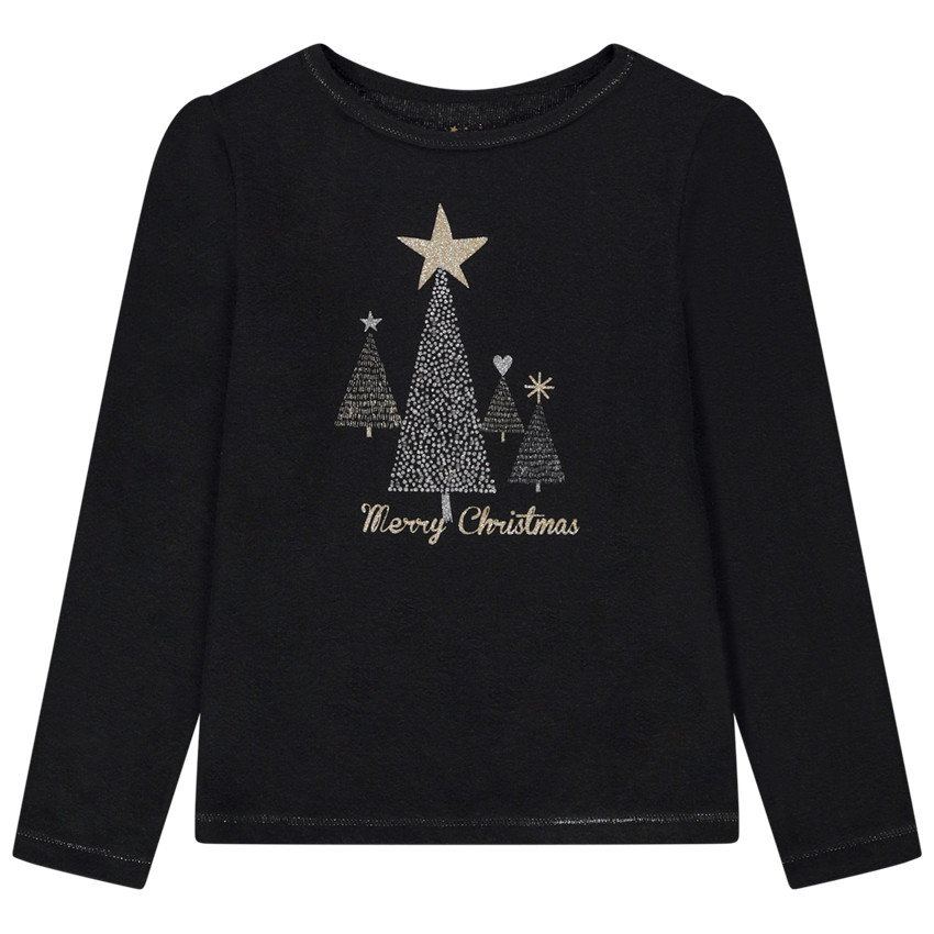 Camiseta de manga larga con estampado brillante para niña 