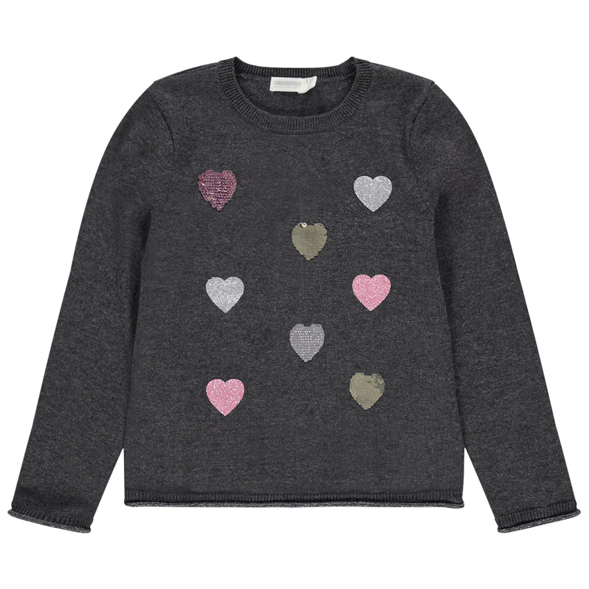 Pull en tricot avec coeurs en sequins  Additional Pull en tricot avec coeurs en sequins