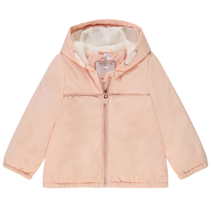 Chubasquero con capucha efecto satinado para bebé niña 