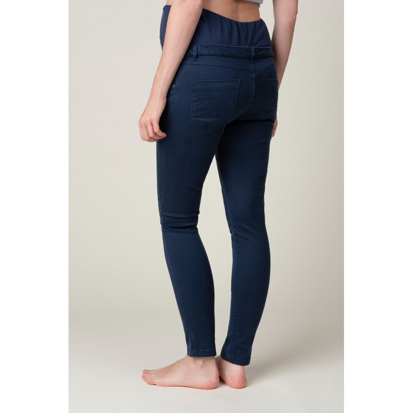 Pantalones para embarazada efecto jean skinny con banda alta 