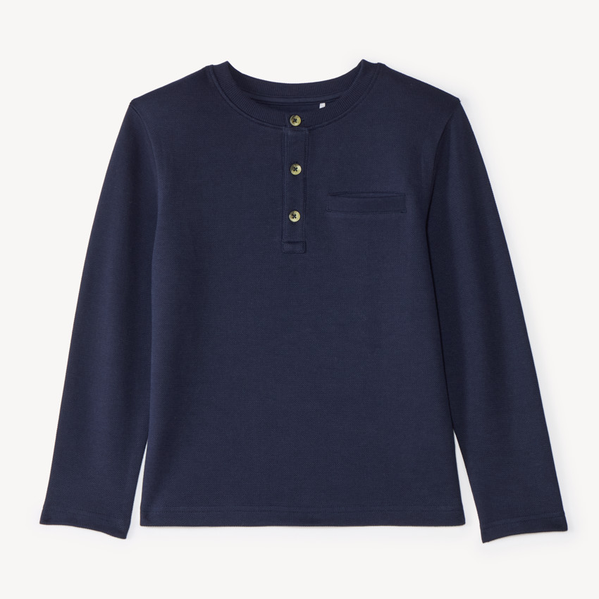 Camiseta de niño de manga larga con cuello tunisino 