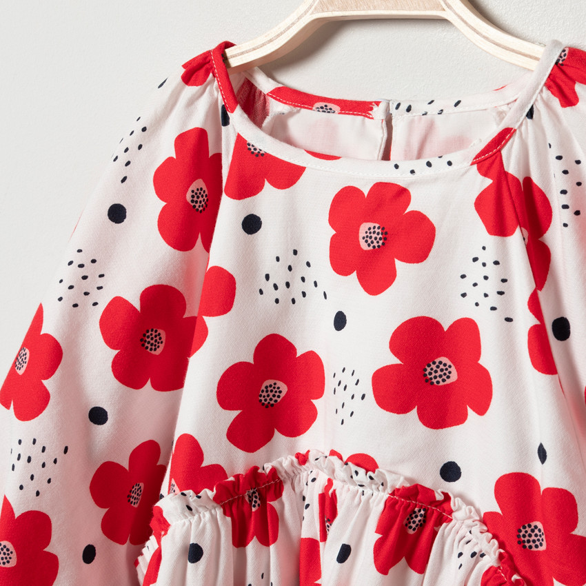 Vestido manga 3/4 print flores  Additional Vestido manga 3/4 print flores