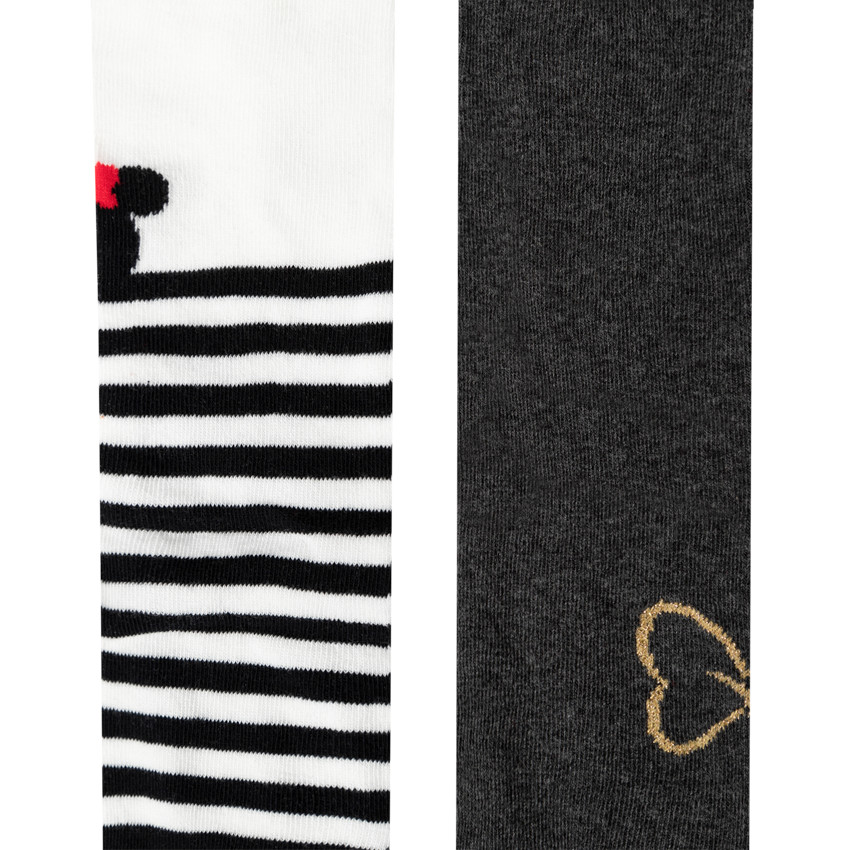 Pack de 2 leotardos grueso de rayas et motivo  Minnie Disney 