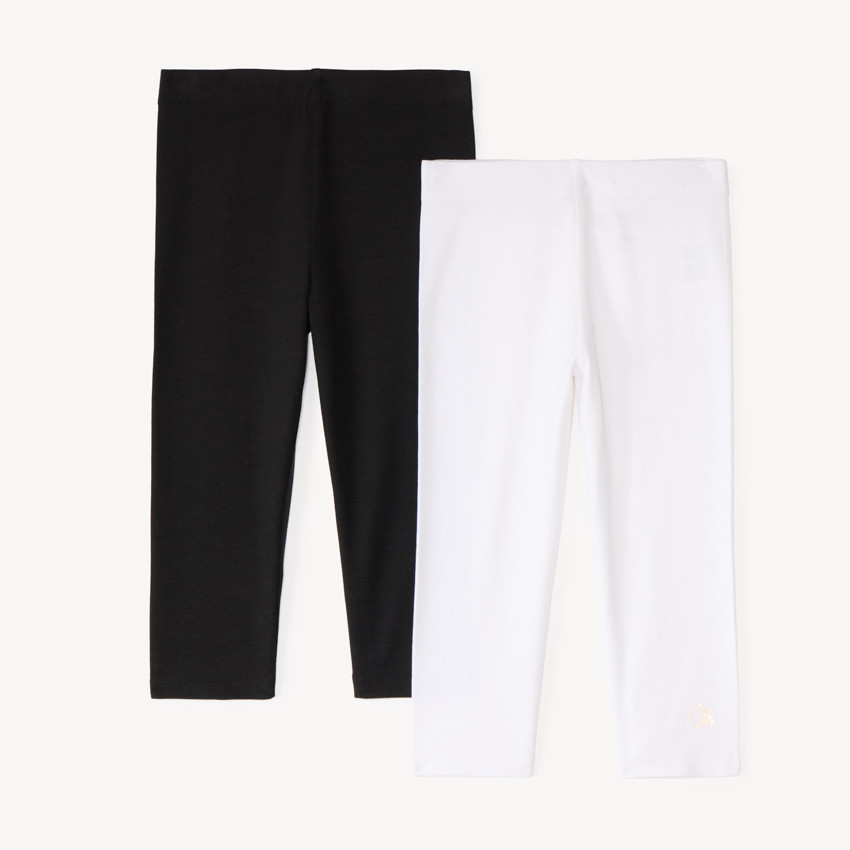 Pack de 2 leggings cortos unis con logo estampado para niña 
