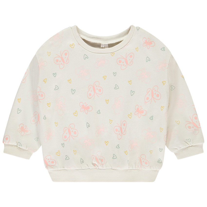 Sudadera de felpa oversize con estampado de mariposas para niña 