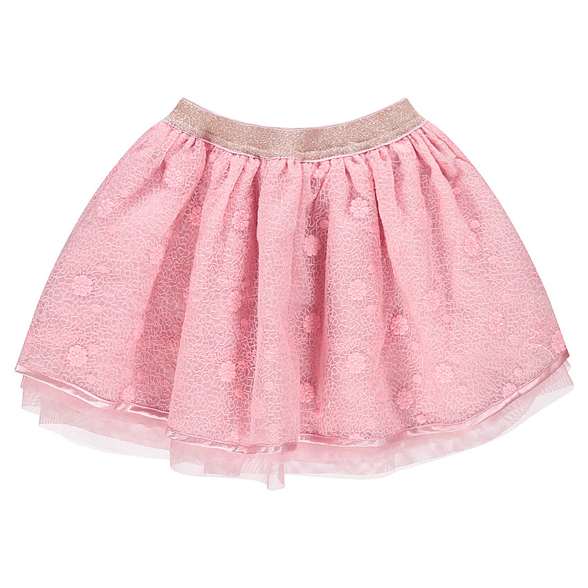 Falda de ceremonia con volantes de tul y cintura brillante 