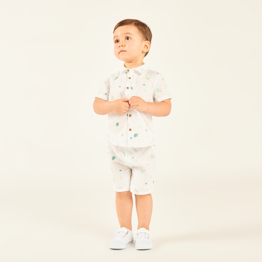 Conjunto de 2 piezas: camisa + pantalones cortos con estampado de tortugas para bebé niño. 