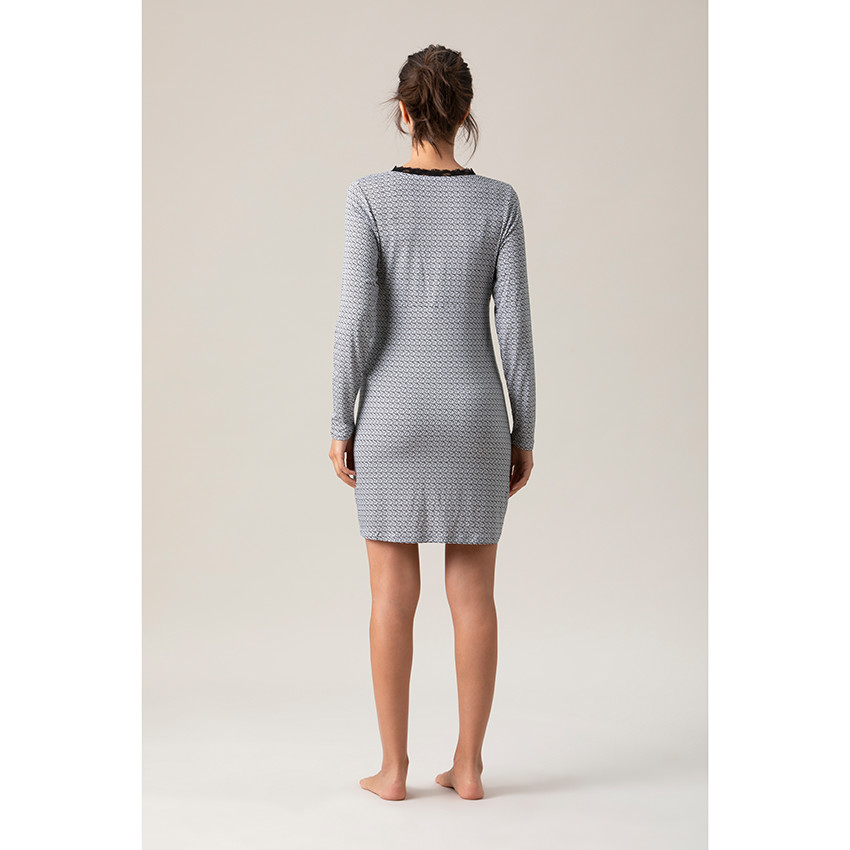 Camisón de noche de manga larga para embarazo y lactancia con estampado all over  