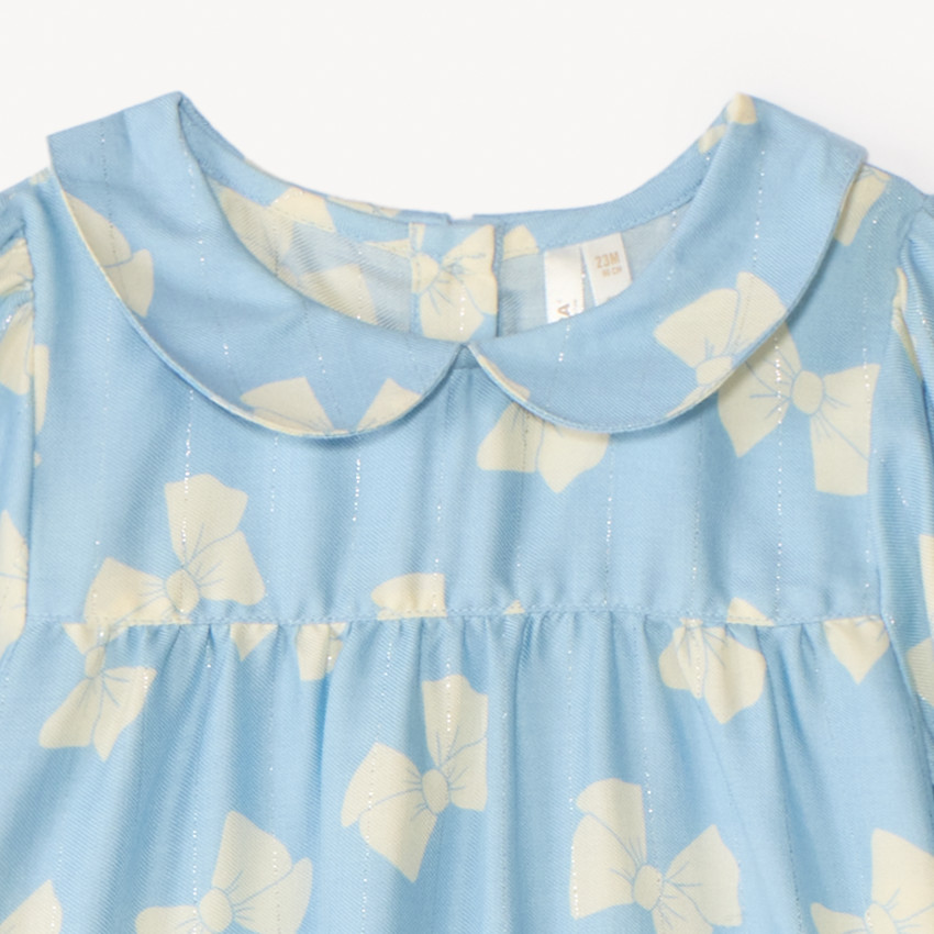 Conjunto de blusa larga + pantalones con estampado de lazos para bebé niña. 