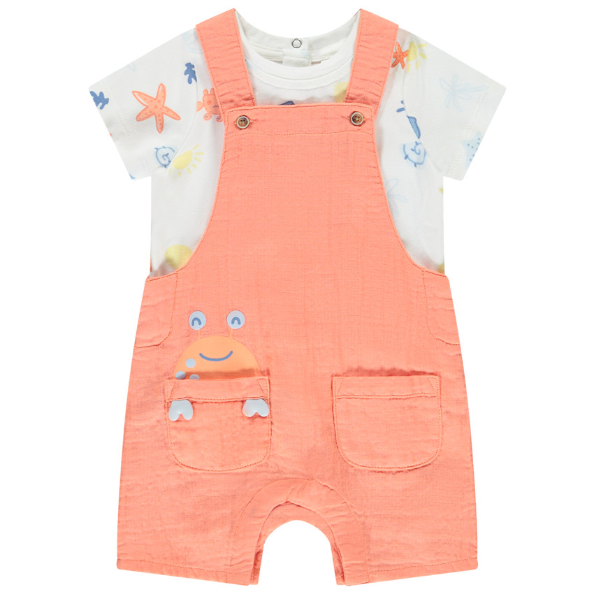 Ensemble salopette + t-shirt fantaisies crabe pour bébé garçon  