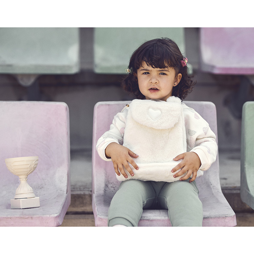 Mochila de pelaje sintético para bebé niña 