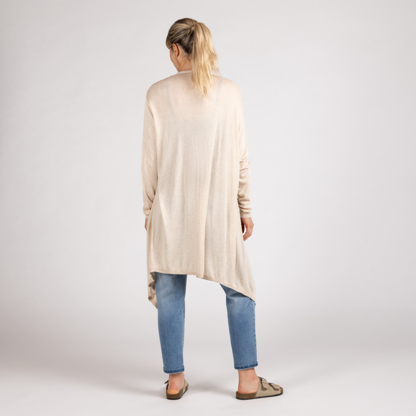 Gilet long à manches chauve-souris pour femme 