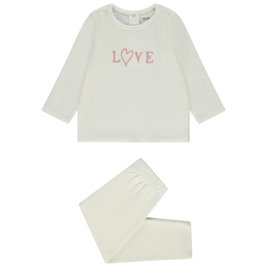 Pijama largo de 2 piezas de terciopelo para bebé niña 