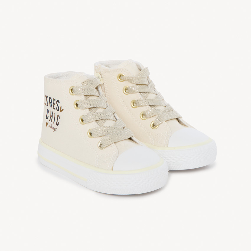 Zapatillas altas de lona con cremallera para bebé niña 