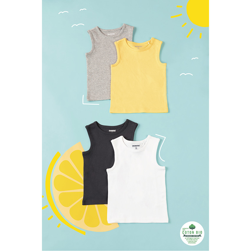 Lote de 2 camisetas sin mangas de algodón para bebé niño 