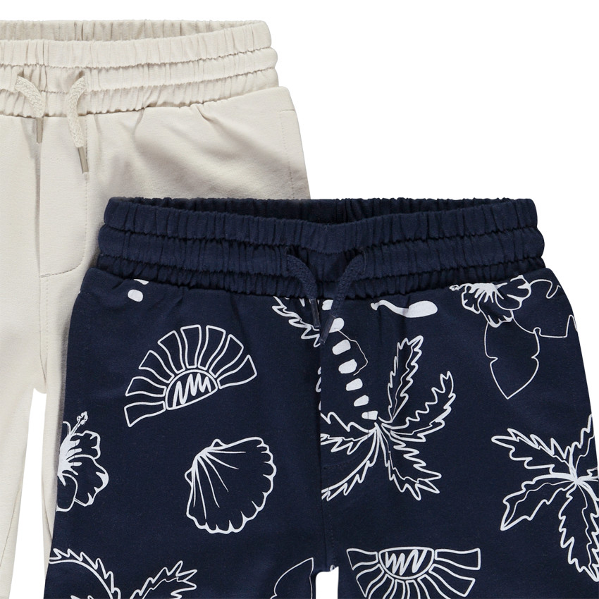 Lote de 2 bermudas en felpa con diseño para niño 
