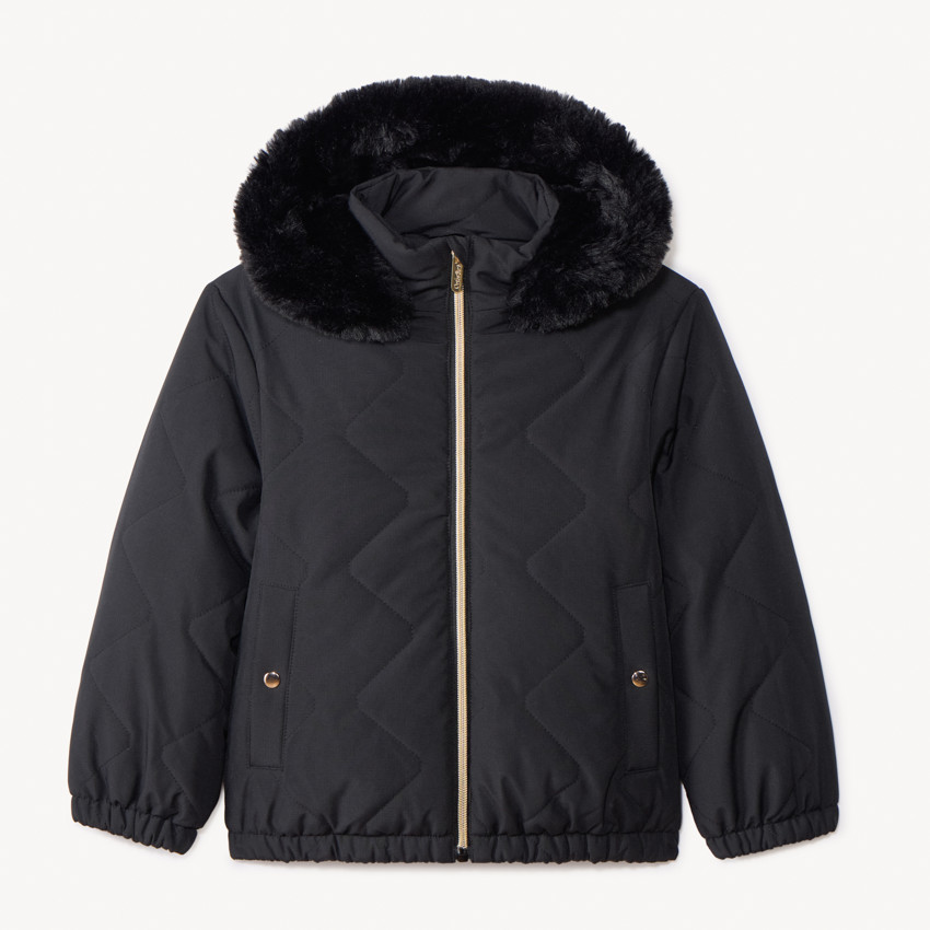 Doudoune matelassée avec capuche en fausse fourrure pour fille  Additional Doudoune matelassée avec capuche en fausse fourrure pour fille