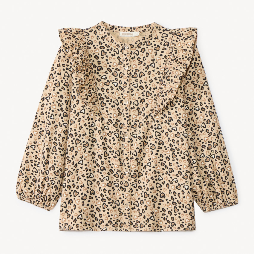 Camisa de manga larga con estampado moteado de leopardo niña 