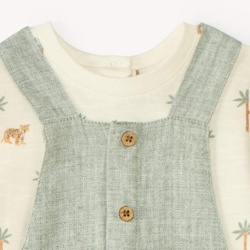Conjunto corto de 2 piezas camiseta + peto para bebé niño 