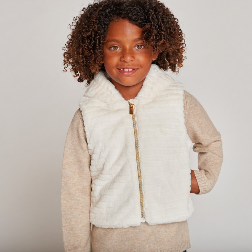 Chaqueta de twill y sherpa de manga larga + chaleco para niña 