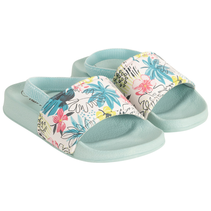 Mules con correa estampado de hojas para niña con tira según la edad 