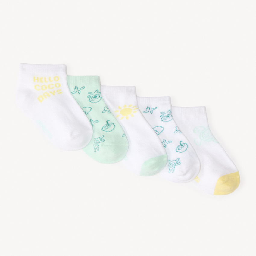 Paquete de 5 pares de calcetines cortos de fantasía para bebé niño. 