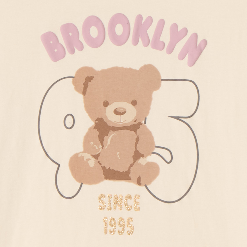 Camiseta de manga larga con estampado de oso para niña 