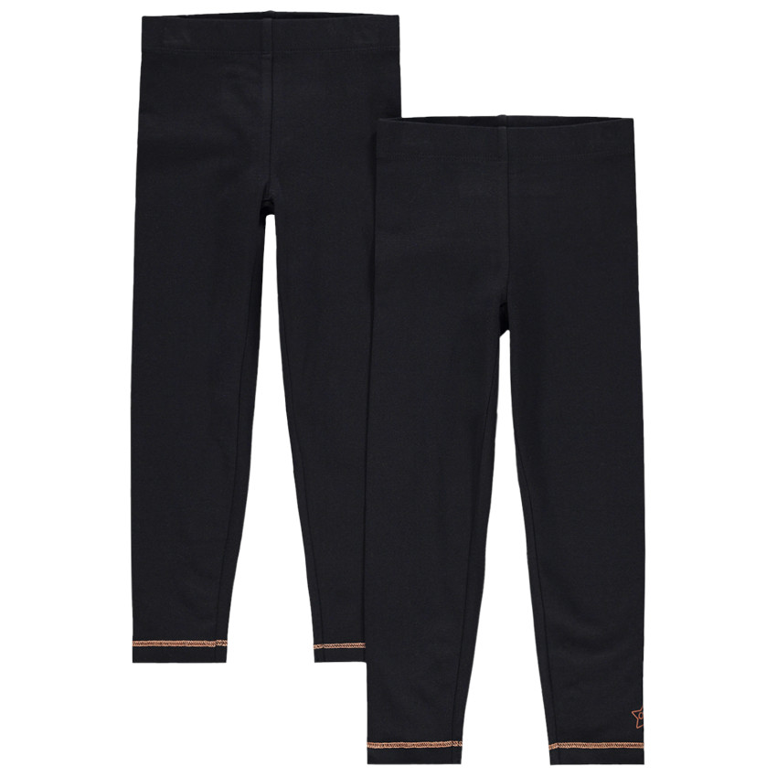 Pack de 2 leggings unis con pespuntes para niñas 