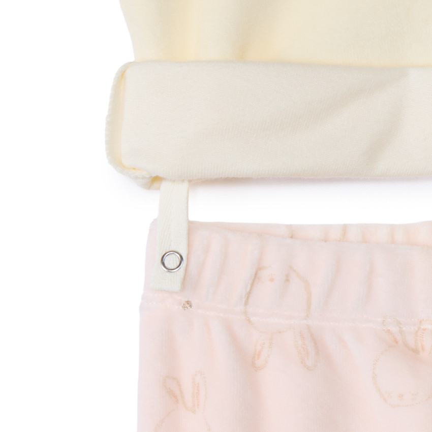 Pijama de 2 piezas de terciopelo con conejo para bebé niña con acabados variados según la edad 