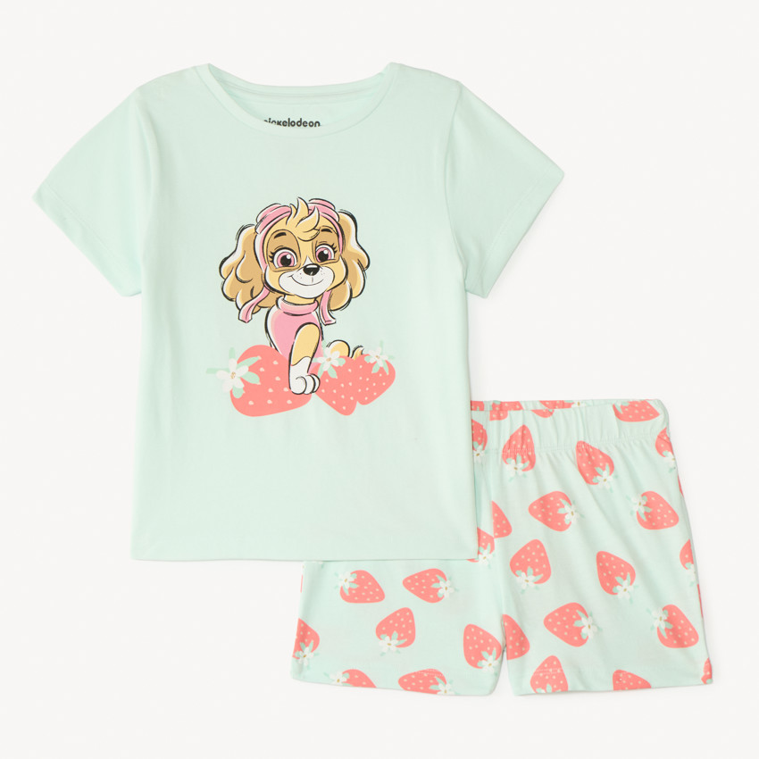 Conjunto de pijama de 2 piezas, camiseta + pantalón corto Stella de la Patrulla Canina para niña. 