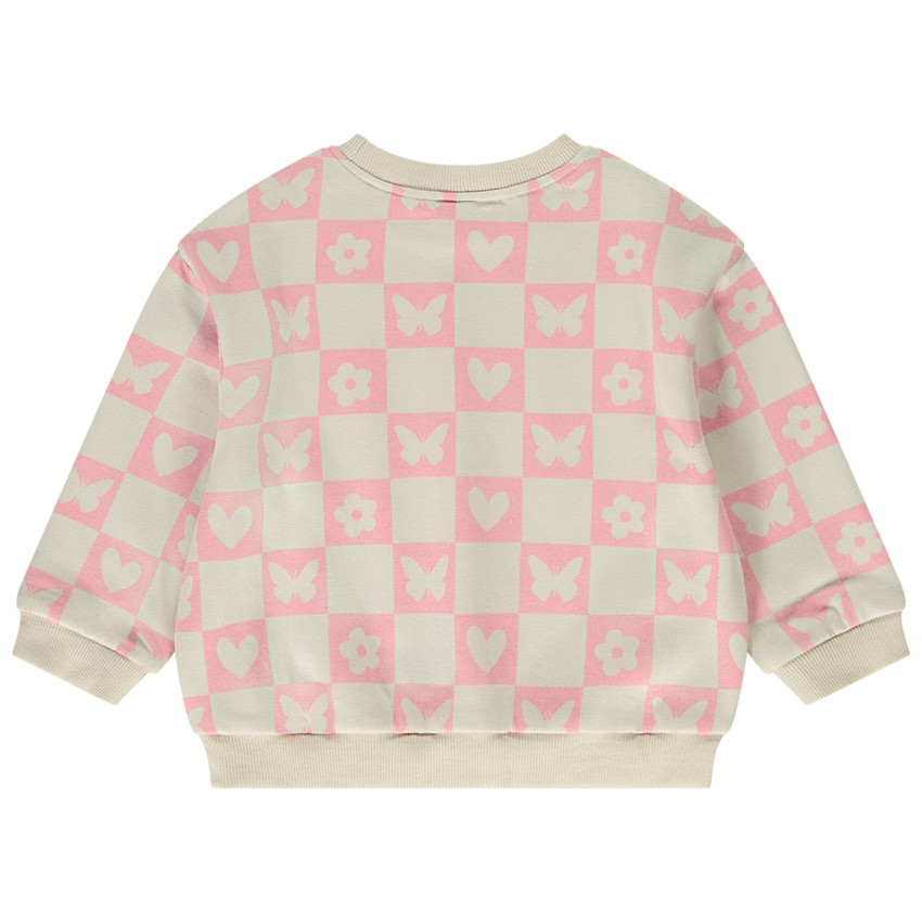 Sudadera oversize de felpa con estampado de cuadros para bebé niña 
