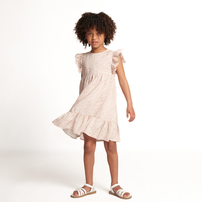 Vestido de manga corta con volantes y estampado moteado para niña  Additional Vestido de manga corta con volantes y estampado moteado para niña