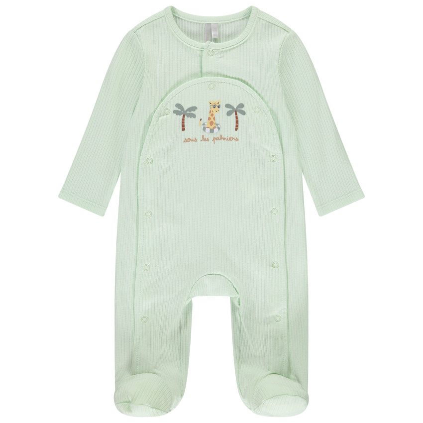 Pelele de canalé estampado jirafa/palmeras para bebé niño 