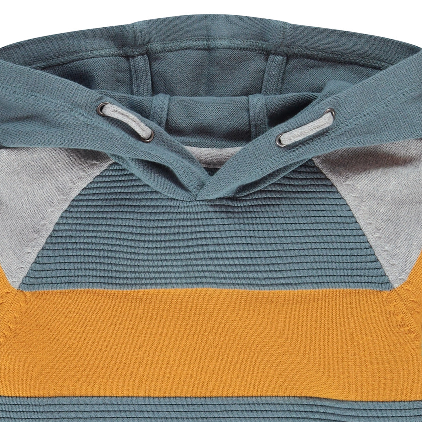Pull color block à capuche avec détails en maille ottomane pour garçon Main Pull color block à capuche avec détails en maille ottomane pour garçon