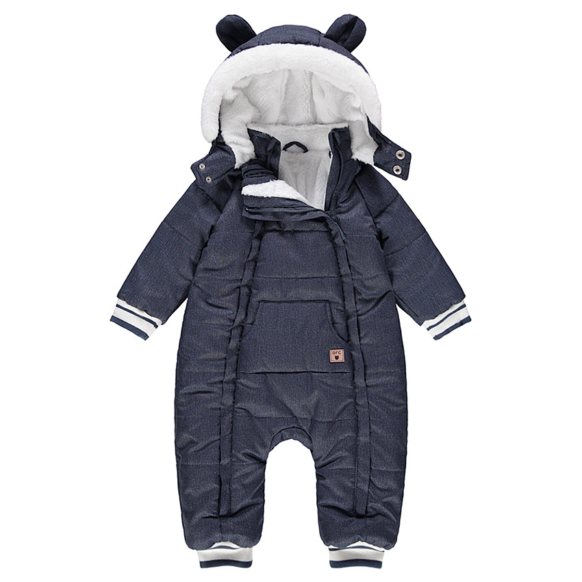 Mono jaspeado con capucha e inscripción del mismo color en la parte trasera 