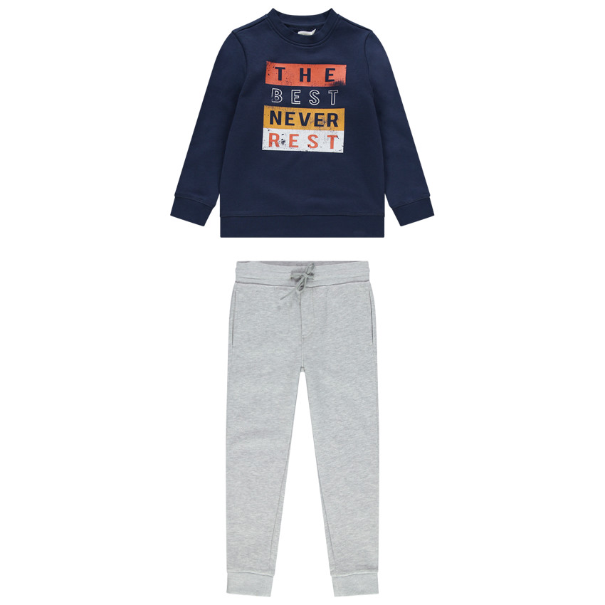 Jogging en molleton bicolore à message printé 