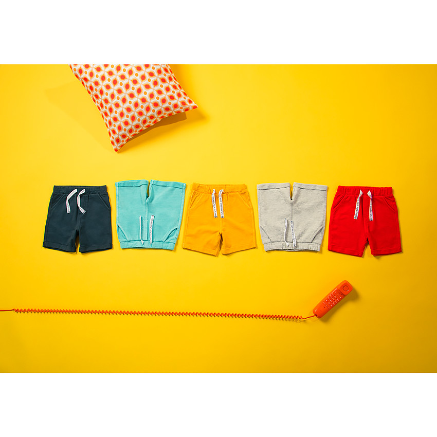 Bermudas de felpa lisa con cordones para bebé niño 