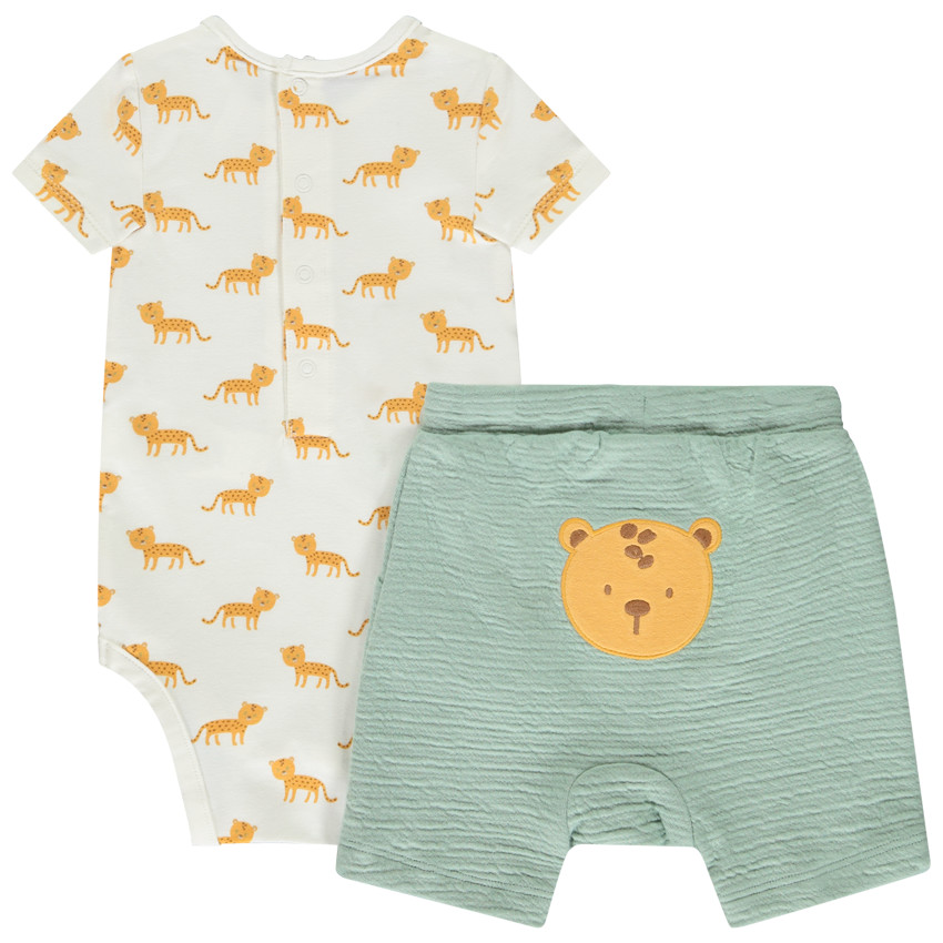 Conjunto 2 piezas con body estampado de leopardo para bebé niño 