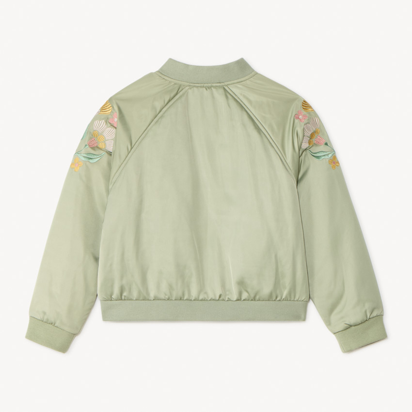 Chaqueta bomber de satén con detalles bordados para niña 