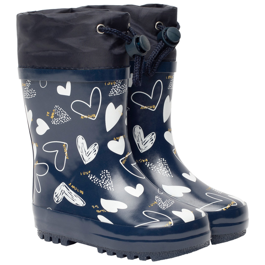 Bottes de pluie à col imprimé cœurs pour bébé fille 