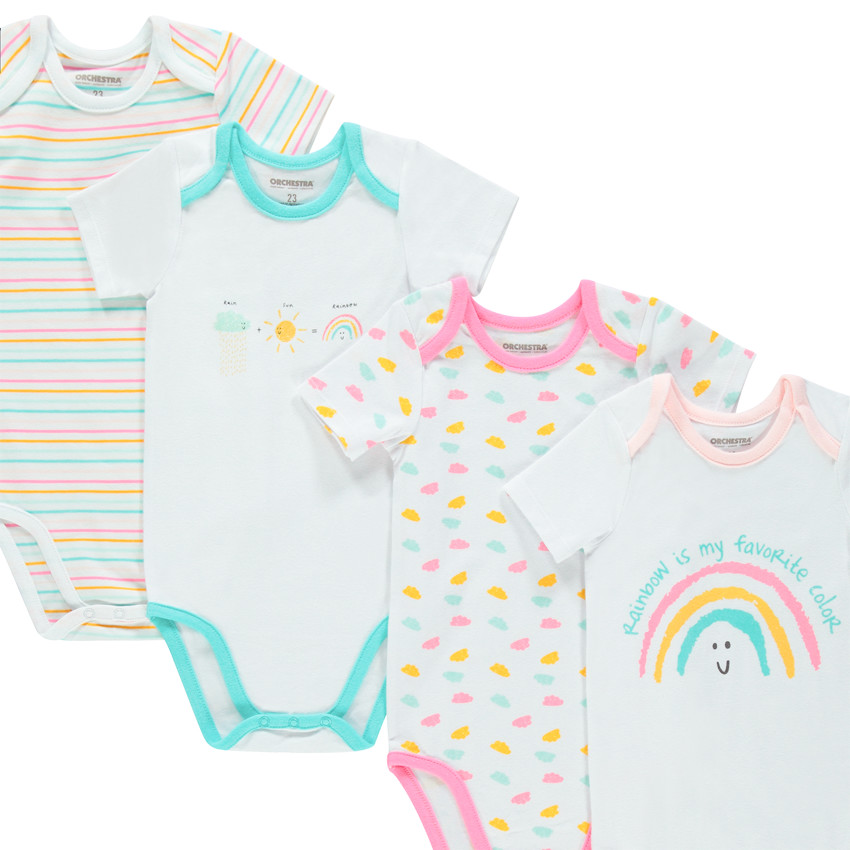 Pack de 7 bodies manga corta de algodón con estampados coloridos. 