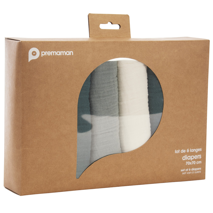 Pack de 6 muselinas de algodón 70 x 70 cm 