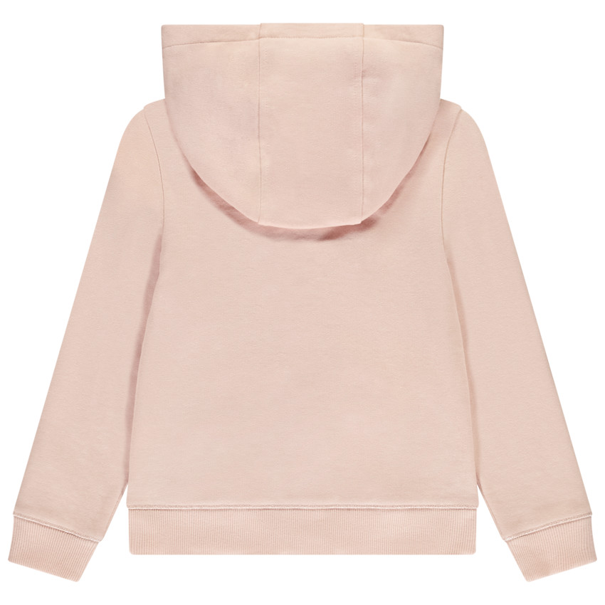 Chaleco liso con capucha y bolsillo + corazón bordado para niña 