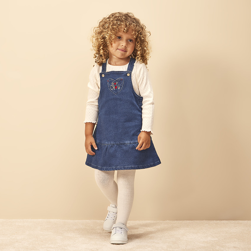 Robe à bretelles effet jean pour bébé fille 