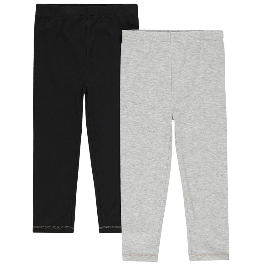 Pack de 2 leggings lisos de algodón para bebé niña 