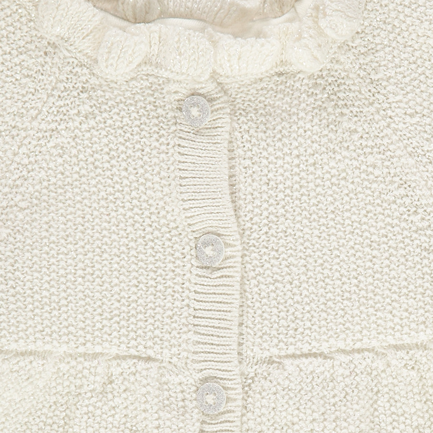 Chaqueta de punto mezclado con hilo brillante y cuello de fantasía 